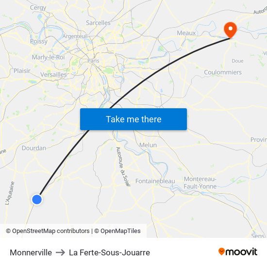 Monnerville to La Ferte-Sous-Jouarre map