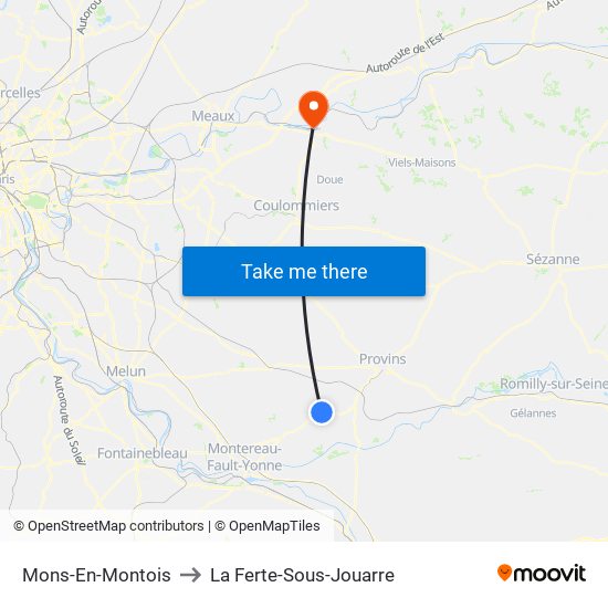 Mons-En-Montois to La Ferte-Sous-Jouarre map