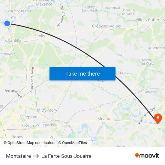 Montataire to La Ferte-Sous-Jouarre map