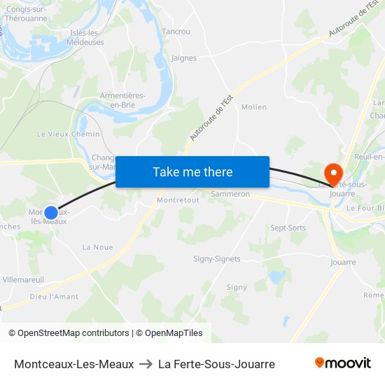 Montceaux-Les-Meaux to La Ferte-Sous-Jouarre map