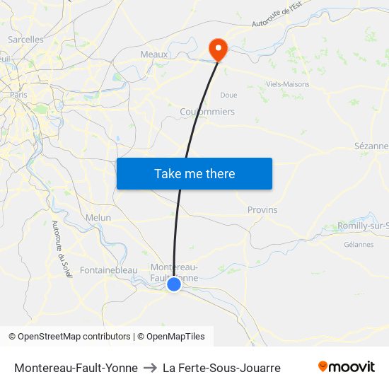 Montereau-Fault-Yonne to La Ferte-Sous-Jouarre map