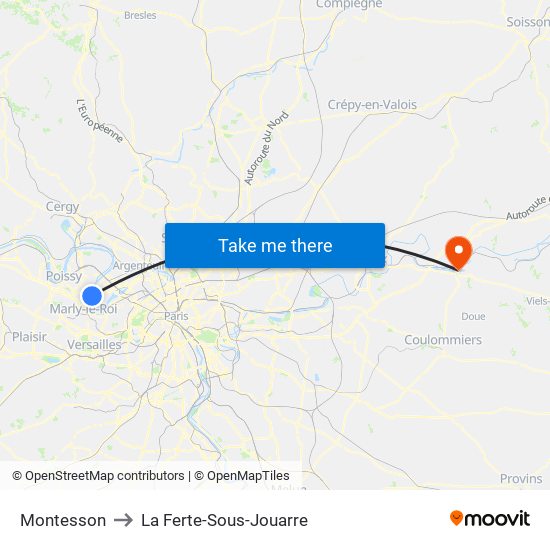 Montesson to La Ferte-Sous-Jouarre map