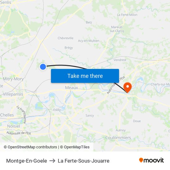 Montge-En-Goele to La Ferte-Sous-Jouarre map