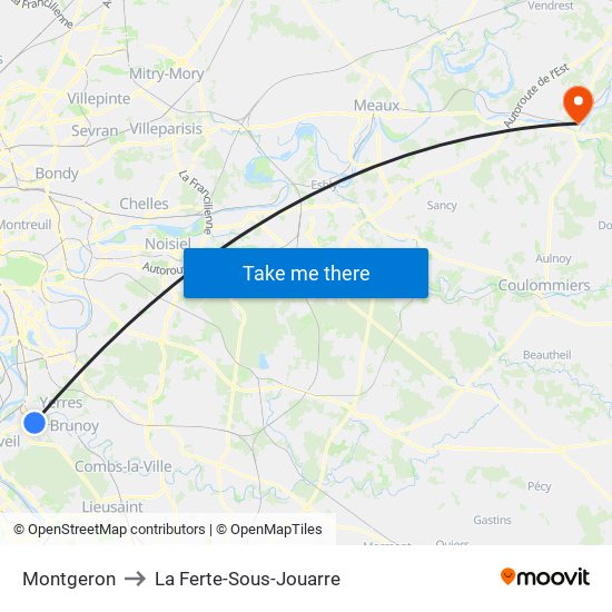 Montgeron to La Ferte-Sous-Jouarre map