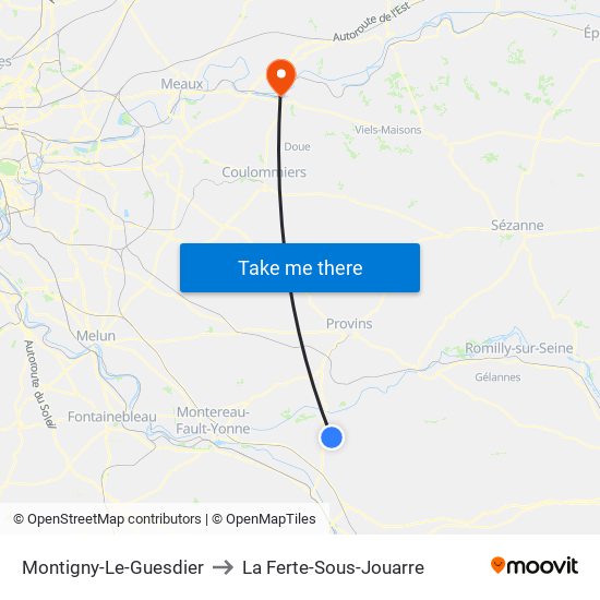 Montigny-Le-Guesdier to La Ferte-Sous-Jouarre map
