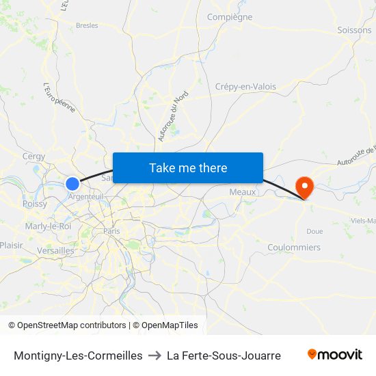 Montigny-Les-Cormeilles to La Ferte-Sous-Jouarre map