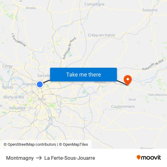 Montmagny to La Ferte-Sous-Jouarre map
