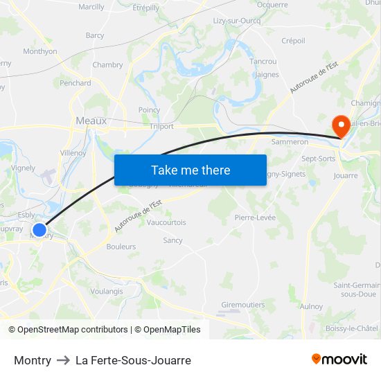 Montry to La Ferte-Sous-Jouarre map