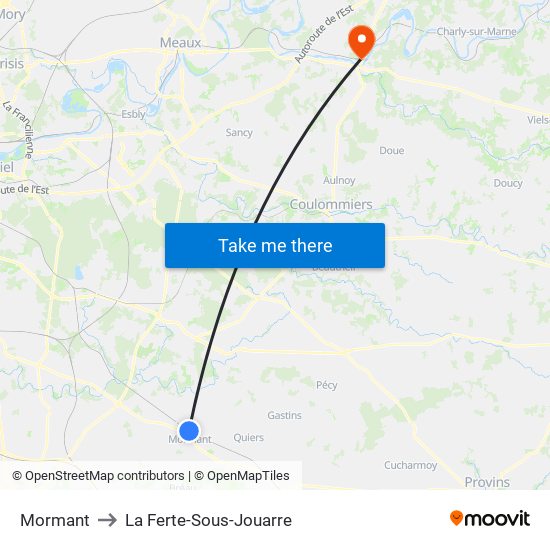 Mormant to La Ferte-Sous-Jouarre map