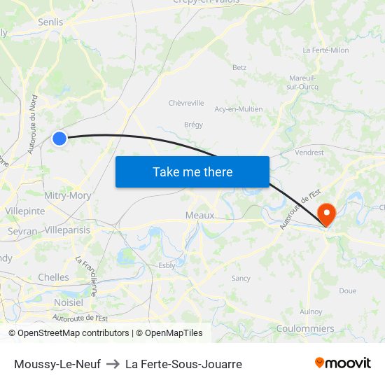 Moussy-Le-Neuf to La Ferte-Sous-Jouarre map