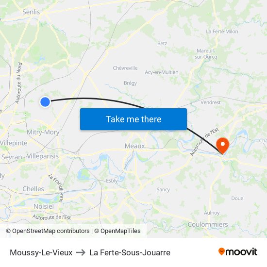 Moussy-Le-Vieux to La Ferte-Sous-Jouarre map