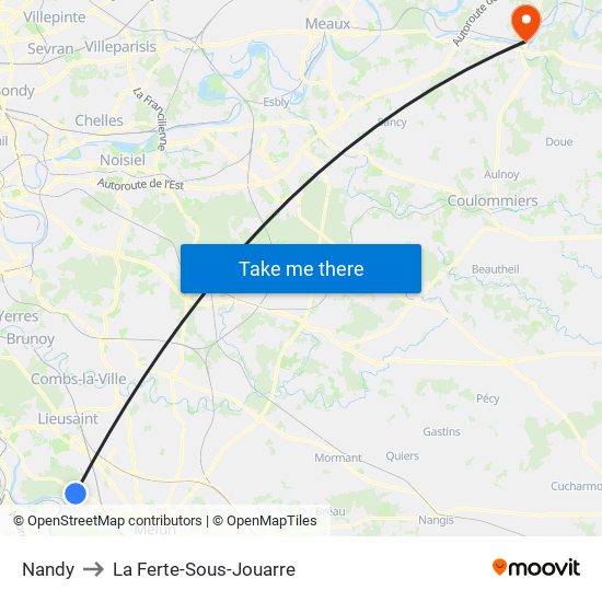 Nandy to La Ferte-Sous-Jouarre map