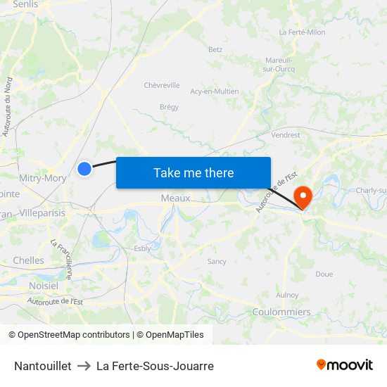 Nantouillet to La Ferte-Sous-Jouarre map