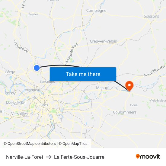 Nerville-La-Foret to La Ferte-Sous-Jouarre map