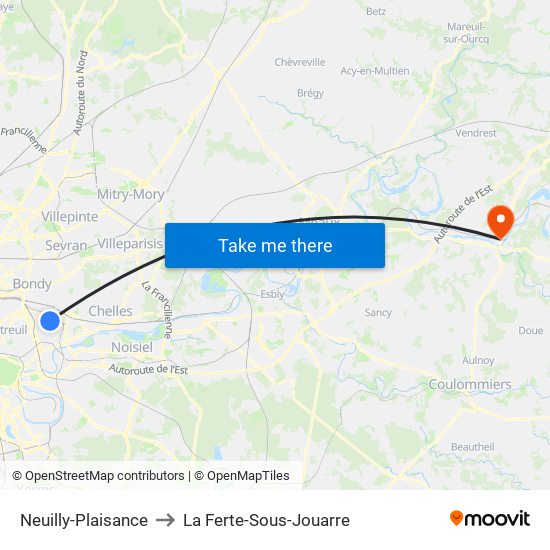 Neuilly-Plaisance to La Ferte-Sous-Jouarre map