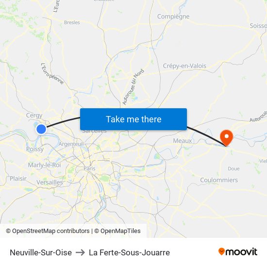 Neuville-Sur-Oise to La Ferte-Sous-Jouarre map