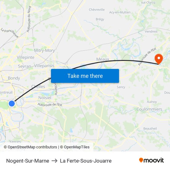 Nogent-Sur-Marne to La Ferte-Sous-Jouarre map
