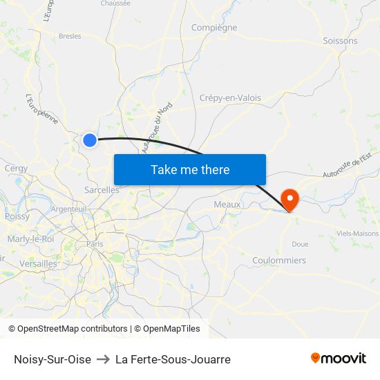 Noisy-Sur-Oise to La Ferte-Sous-Jouarre map