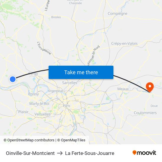 Oinville-Sur-Montcient to La Ferte-Sous-Jouarre map
