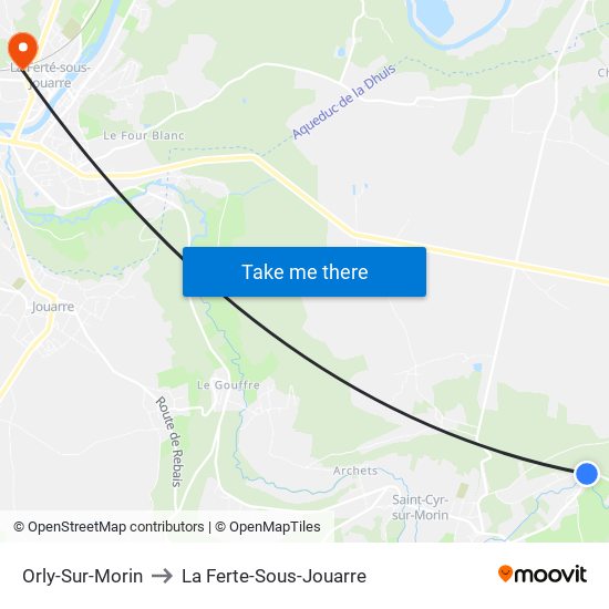 Orly-Sur-Morin to La Ferte-Sous-Jouarre map