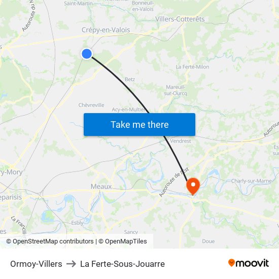 Ormoy-Villers to La Ferte-Sous-Jouarre map