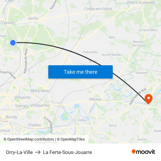 Orry-La-Ville to La Ferte-Sous-Jouarre map