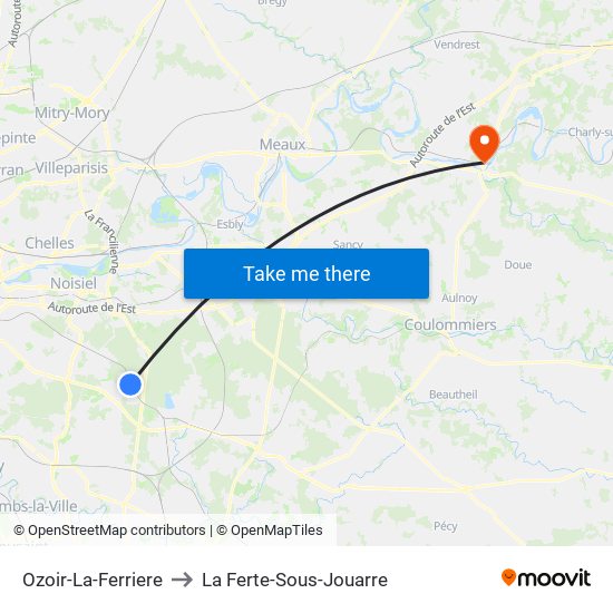 Ozoir-La-Ferriere to La Ferte-Sous-Jouarre map