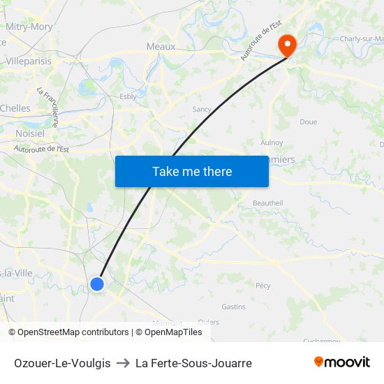 Ozouer-Le-Voulgis to La Ferte-Sous-Jouarre map