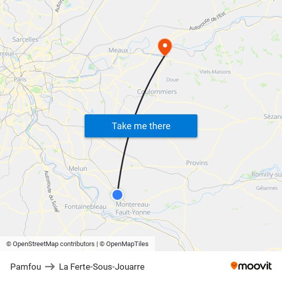 Pamfou to La Ferte-Sous-Jouarre map