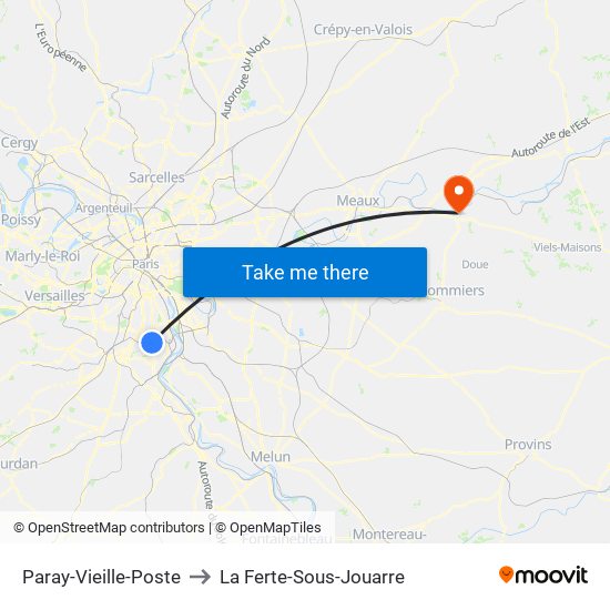Paray-Vieille-Poste to La Ferte-Sous-Jouarre map