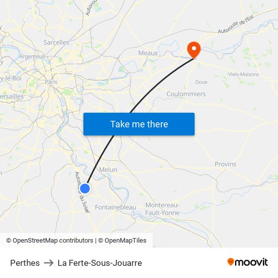 Perthes to La Ferte-Sous-Jouarre map