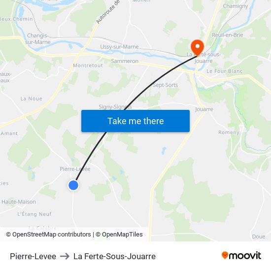 Pierre-Levee to La Ferte-Sous-Jouarre map