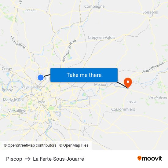 Piscop to La Ferte-Sous-Jouarre map