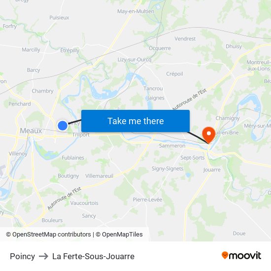 Poincy to La Ferte-Sous-Jouarre map