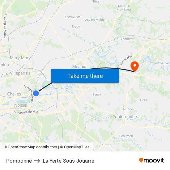 Pomponne to La Ferte-Sous-Jouarre map