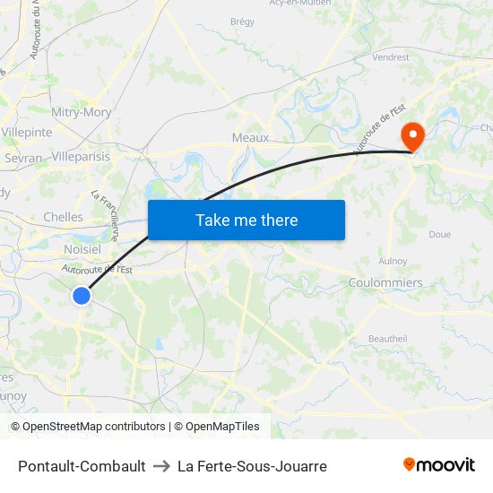 Pontault-Combault to La Ferte-Sous-Jouarre map