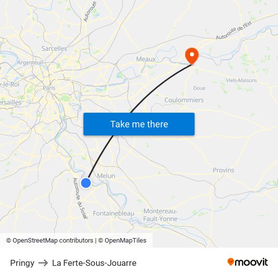 Pringy to La Ferte-Sous-Jouarre map