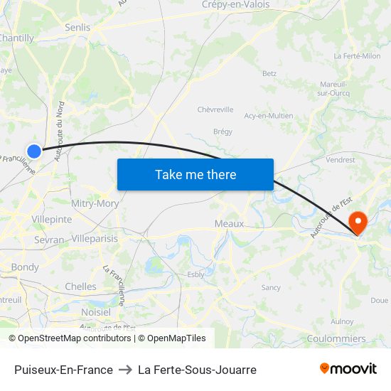 Puiseux-En-France to La Ferte-Sous-Jouarre map