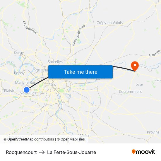 Rocquencourt to La Ferte-Sous-Jouarre map