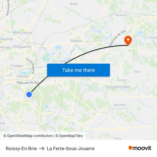 Roissy-En-Brie to La Ferte-Sous-Jouarre map