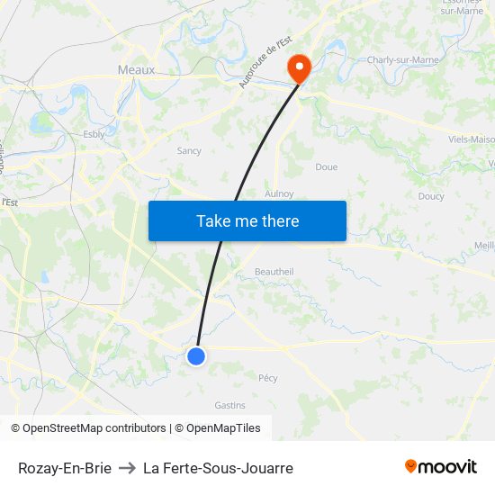 Rozay-En-Brie to La Ferte-Sous-Jouarre map