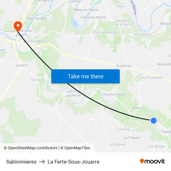 Sablonnieres to La Ferte-Sous-Jouarre map