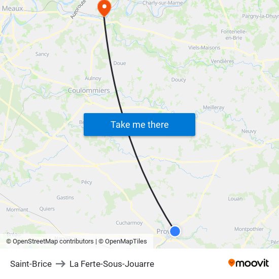 Saint-Brice to La Ferte-Sous-Jouarre map