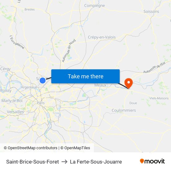 Saint-Brice-Sous-Foret to La Ferte-Sous-Jouarre map