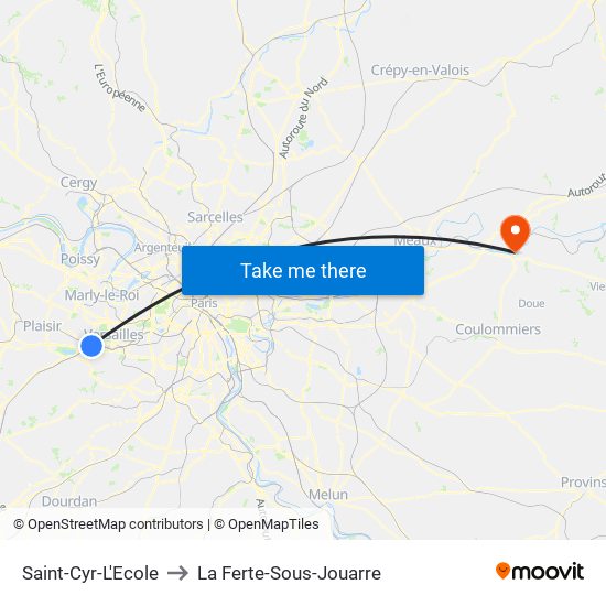 Saint-Cyr-L'Ecole to La Ferte-Sous-Jouarre map