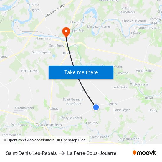 Saint-Denis-Les-Rebais to La Ferte-Sous-Jouarre map