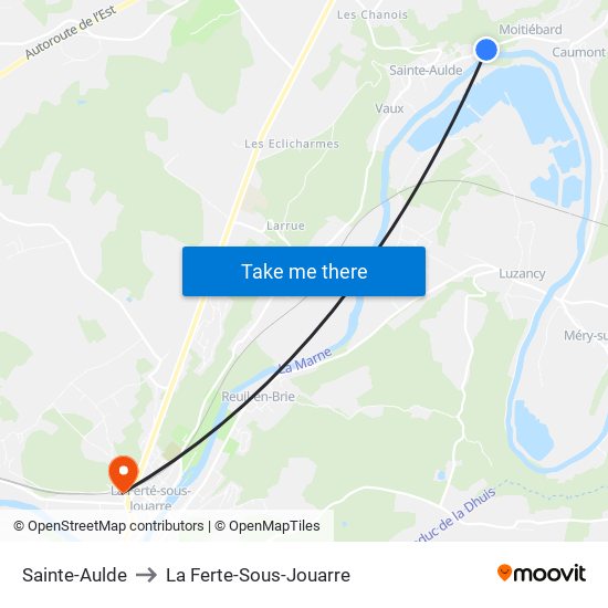 Sainte-Aulde to La Ferte-Sous-Jouarre map
