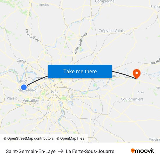 Saint-Germain-En-Laye to La Ferte-Sous-Jouarre map