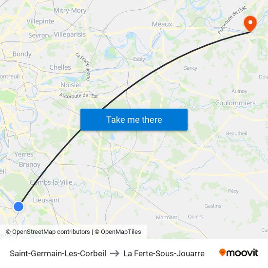 Saint-Germain-Les-Corbeil to La Ferte-Sous-Jouarre map