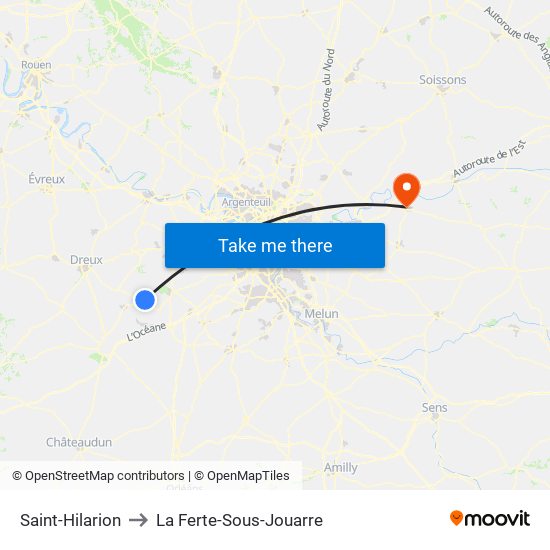 Saint-Hilarion to La Ferte-Sous-Jouarre map